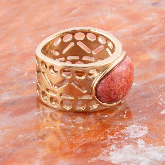 Pharoah Orange Sponge Coral and Golden Bronze Ring