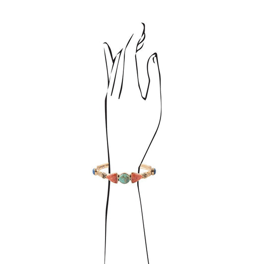 Shades of Multi Stone Golden Cuff Bracelet