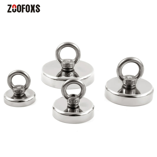 ZOOFOXS Strong Powerful Neodymium Magnet Hook Salvage Sea Fishing Magnets Holder Pulling Mounting Pot with Ring