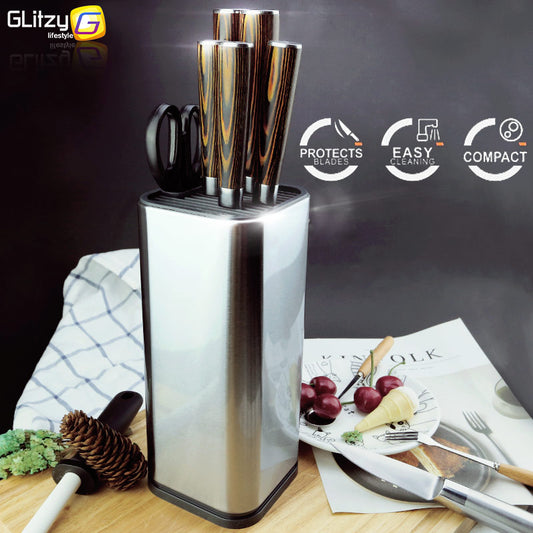 Stainless Steel Knife Holder for Kitchen Knife Set - Organize Your Cooking Utensils with Style and Functionality