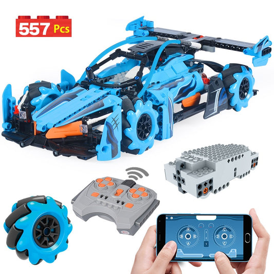 City Tech RC Racing Car: Buildable Mechanical Blocks with App Control, Remote Drift Vehicle - Creative Bricks Toy for Kids