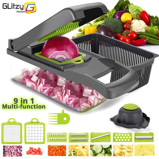 Multifunctional Manual Vegetable Chopper: Efficient Kitchen Accessory for Grating, Slicing, and Dicing Vegetables, Cheese, Onions, and More