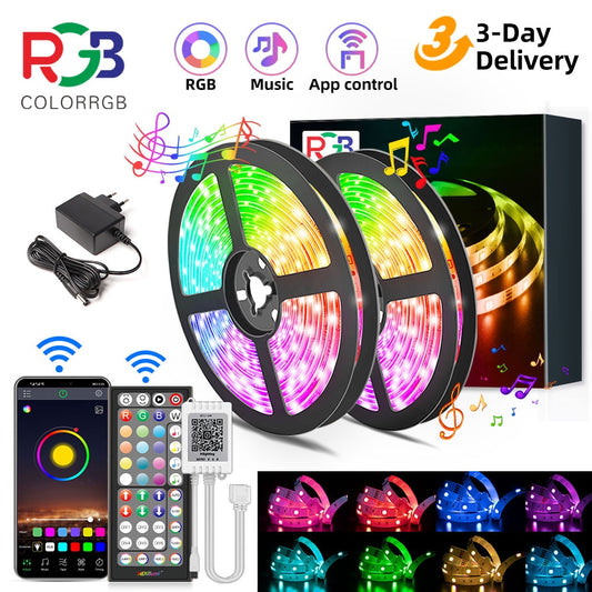 Vibrant DIY RGB LED Strip Light - Create a Stunning Ambiance with a Flexible 5050/SMD3535 Ribbon, Bluetooth Control, and DC 12V Power - Ideal for Christmas Decor and More