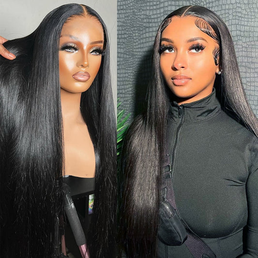 Pre-Plucked Brazilian Straight Lace Front Human Hair Wigs - HD Transparent Lace, 13x4 and 13x6 Options, Perfect for Black Women's Flawless Style