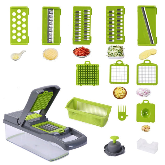 14 pack Multifunctional vegetable chopper fruit knife kitchen potato slicer grater drain basket onion shredder kitchen access
