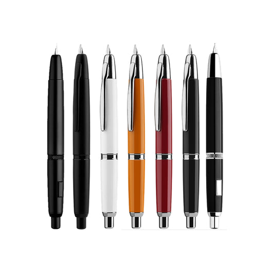 MAJOHN A1 Press Fountain Pen Retractable Extra Fine Nib 0.4mm Metal Matte Black Ink Pen with Converter for Writing