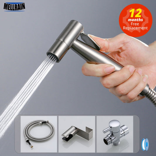 Stainless Steel Handheld Bidet Sprayer Set for Toilet - Bathroom Hand Bidet Faucet with Self-Cleaning Shower Head