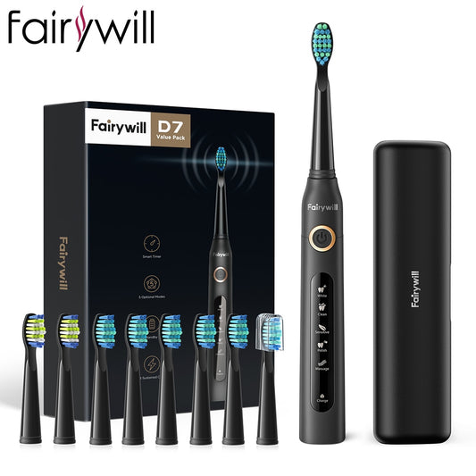 D7 Sonic Electric Toothbrushes with 5 Modes, Smart Timer, Rechargeable, and 8 Super Whitening Toothbrush Heads for Adults and Kids