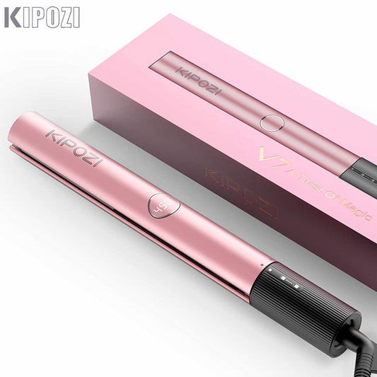 Professional Hair Straightener - Nano Titanium Instant Heating Flat Iron and 2-In-1 Curling Iron Hair Tool with LCD Display