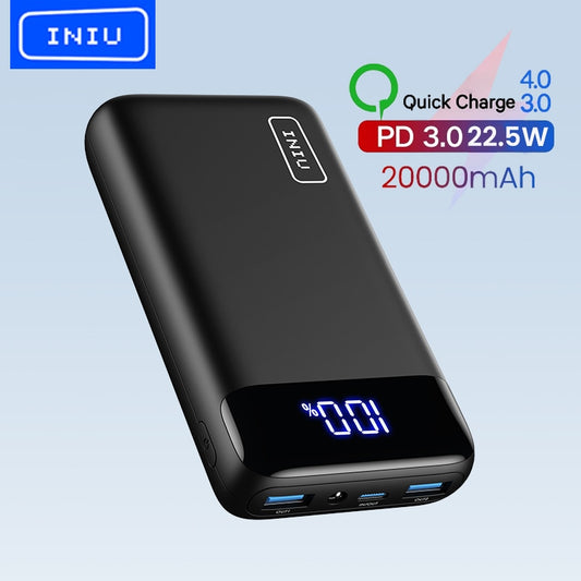 INIU Powerbank 20000mAh 22.5W PD3.0 QC4.0 Fast Charging LED Power Bank Portable Charger For iPhone 14 13 12 Pro Max iPad Samsung