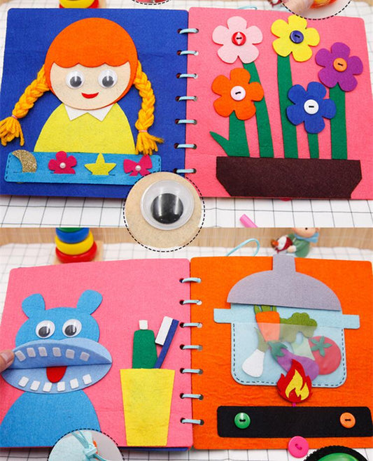 Cloth Book Toddler Montessori Toys DIY Craft Castle Rainbow Handmade Book Busy Board Baby Early Learning Education Basic Life