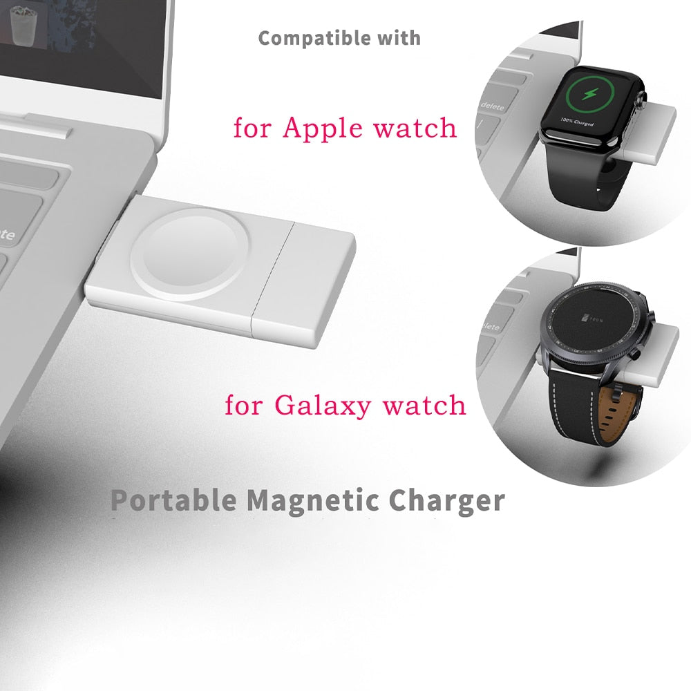 2-in-1 Wireless Charger For Apple / Samsung Galaxy Watch 4 2 3 5 iWatch 8 7 6 5 fast Charging Station for USB Type-C Portable