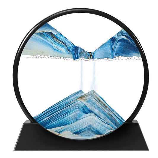 Round Glass 3D Deep Sea Sandscape: Moving Sand Art Picture for Relaxing Desktop Home Office Decoration