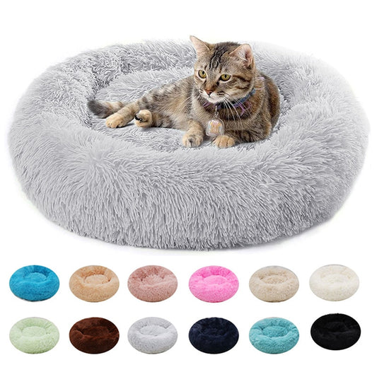 Luxurious Plush Cat Bed: Full-Size Washable Donut Bed for Ultimate Comfort and Relaxation - Perfect for All Cat Breeds
