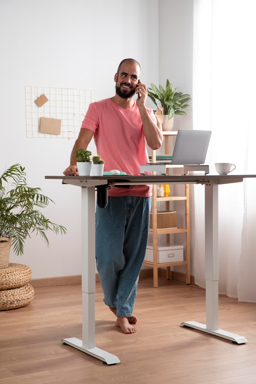working from home in ergonomic workstation