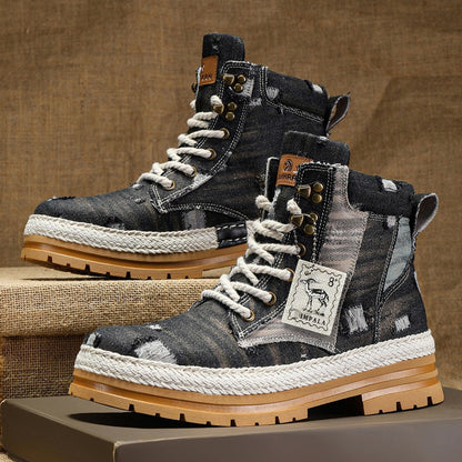 Men's High-top Boots Autumn Denim
