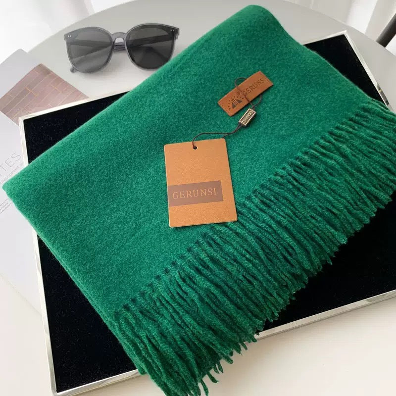 Womens Thickened Fashionable Solid-Color Tassel Scarf