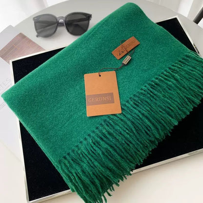 Womens Thickened Fashionable Solid-Color Tassel Scarf