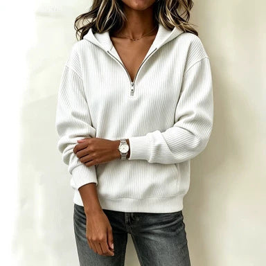 Half-zip Hoodie Laid-back Casual Long-sleeve Sweatshirt