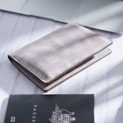 First-layer Cowhide Vintage Handmade Passport Holder Document Organizer Protective Case