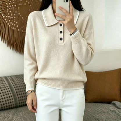 Womens Casual Loose-fitting Versatile Long-sleeve Sweater