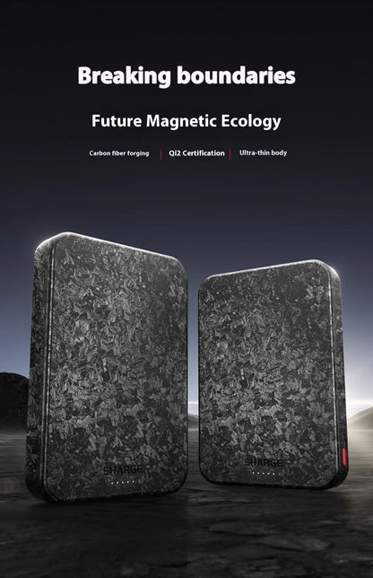 15W Magnetic Power Bank Wireless Carbon Fiber Magsafe Mobile Power Supply