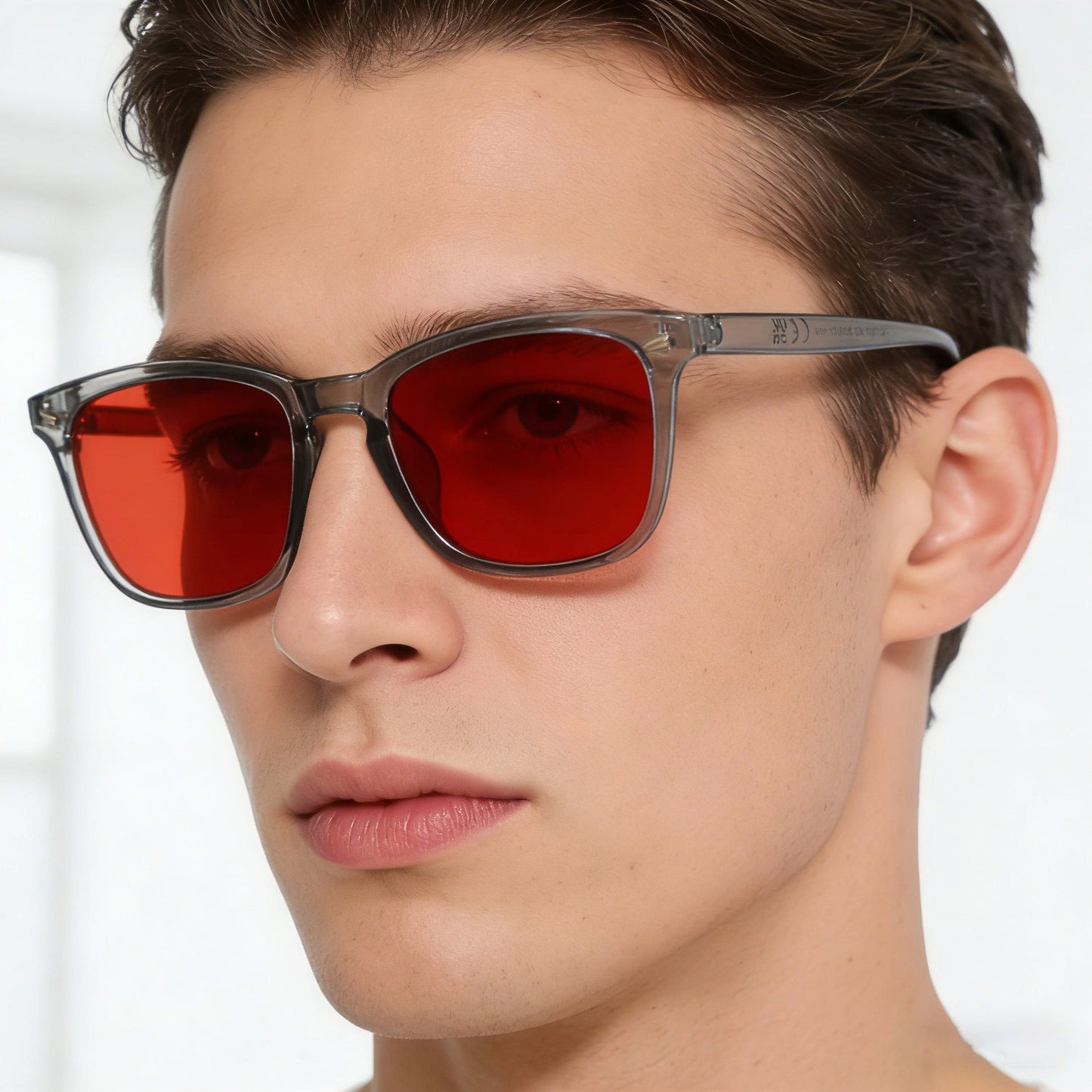 2026 New Style Sleep Glasses Square Frame Sunglasses For Men, Personalized Anti-Blue Light Color-Changing Red Lenses, Outdoor Sun Protection Sunglasses For Men