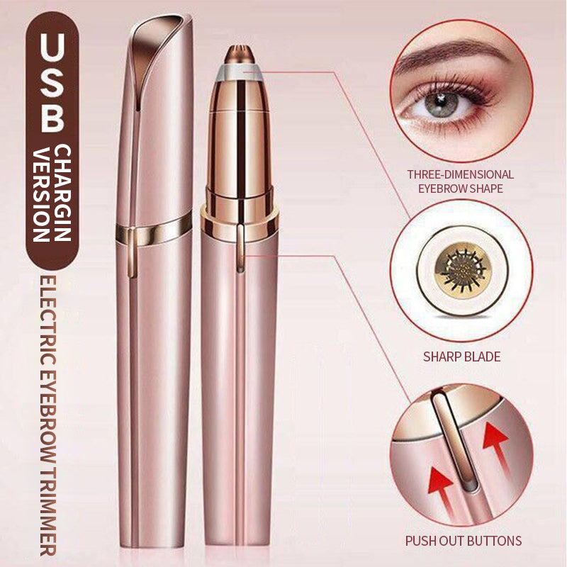 2-in-1 Electric Eyebrow Razor And Facial Hair Removal Device  USB Rechargeable, Waterproof, Portable Travel Grooming Kit