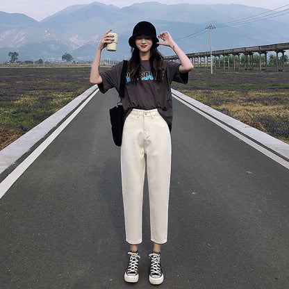 Womens Slim-fit Relaxed-fit Denim Harem Pants