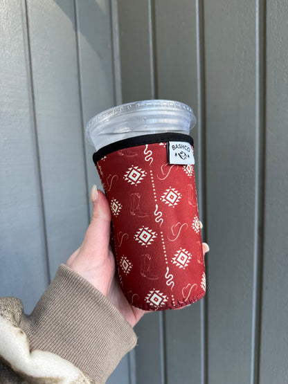 Red snake boots coffee sleeve | western coffee sleeve