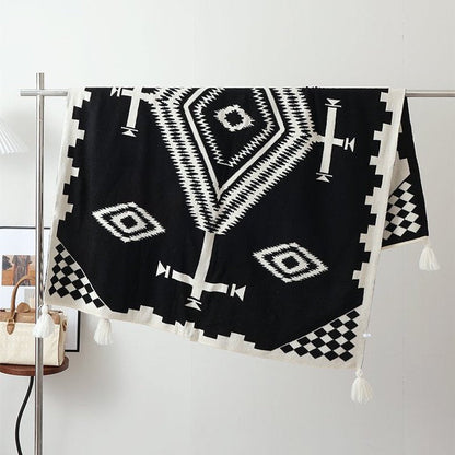 Ethnic-style Knitted Tassel Shawl