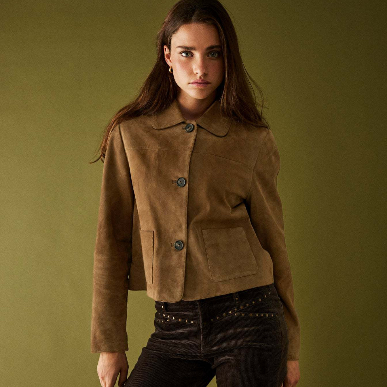 Lapel-collar Pocket Casual Versatile Short Jacket For Women