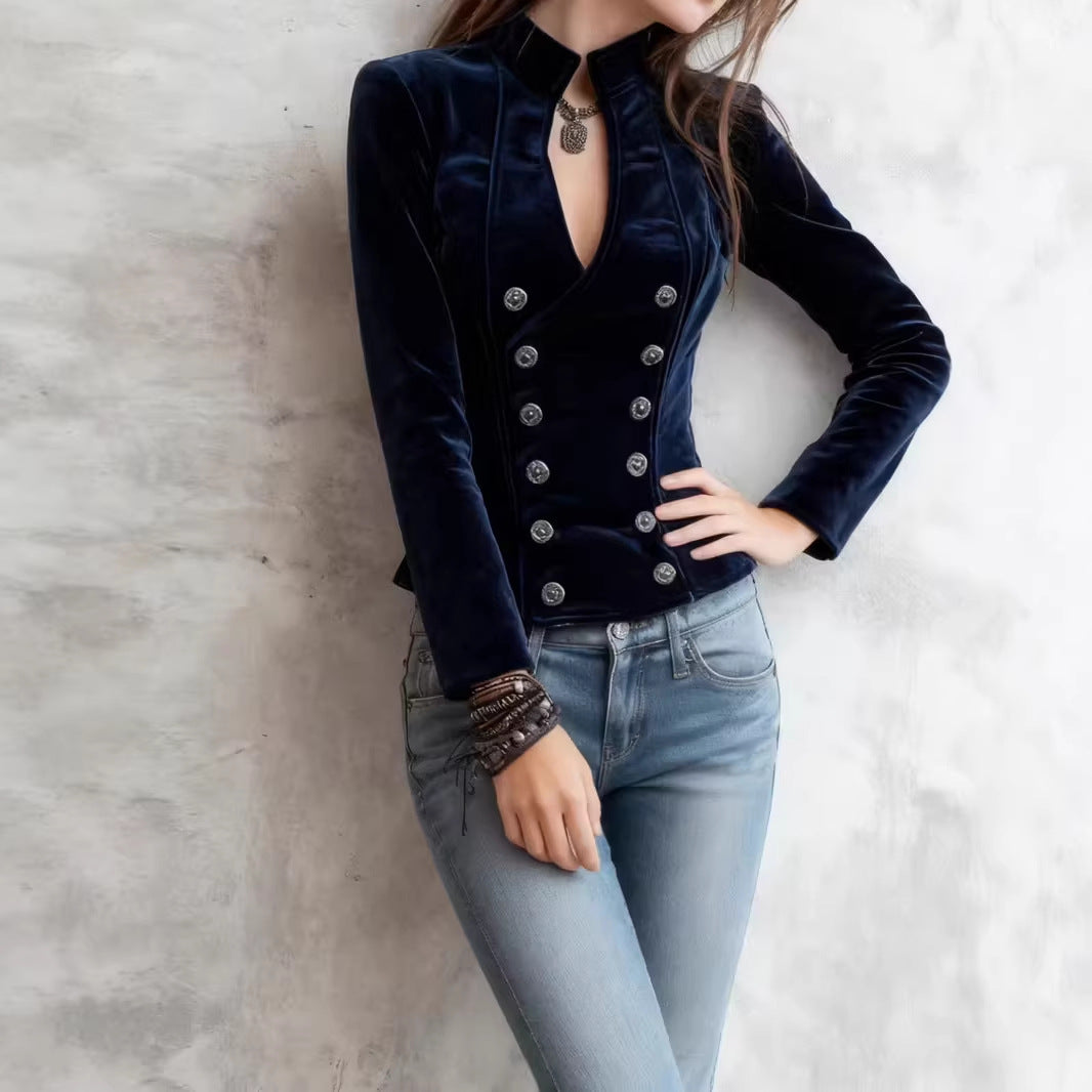 Womens Slim Fit Coat Fashionable Lapel With Double Breasted Design Versatile For Work And Casual Wear