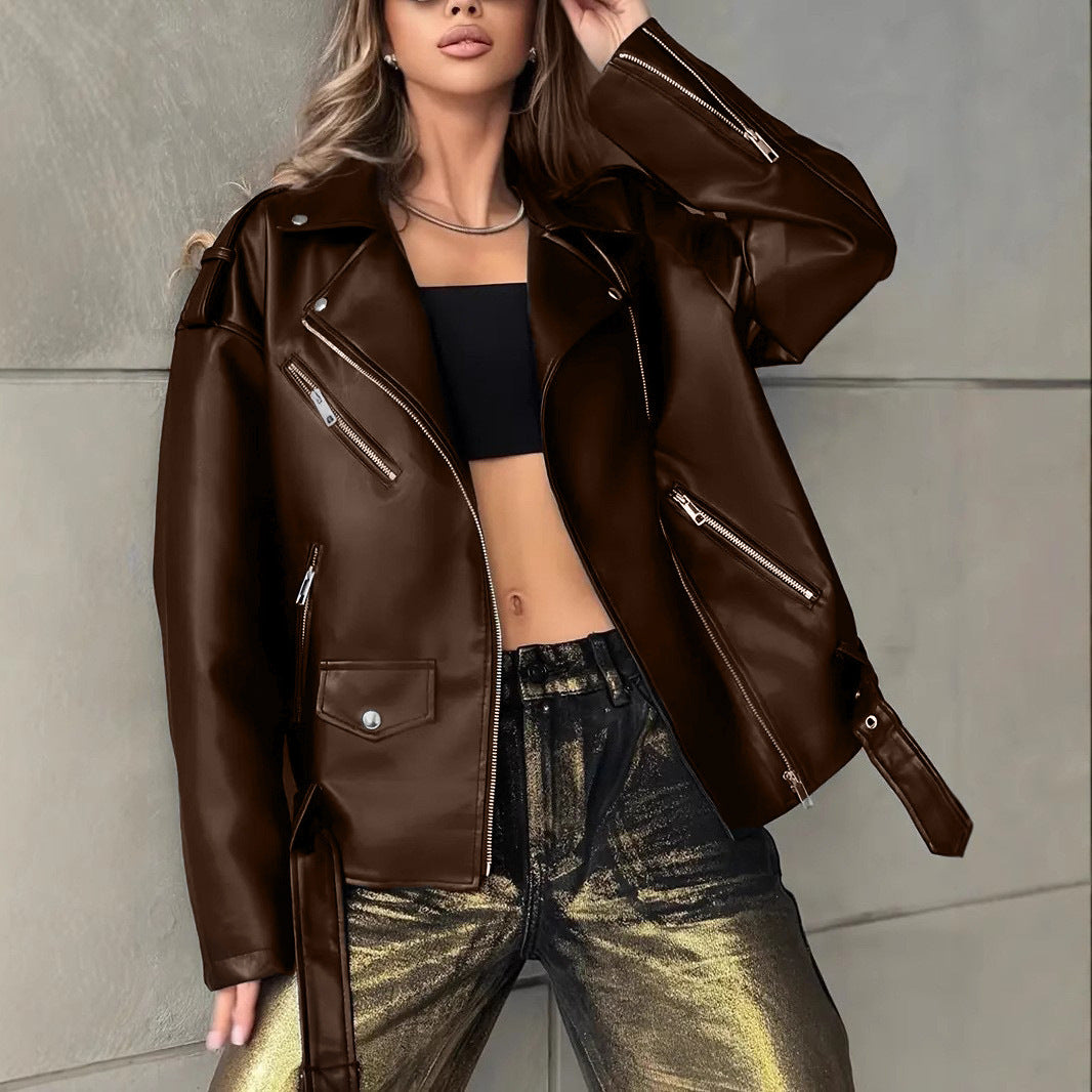 Leather Biker Jacket For Women Boyfriend-Style