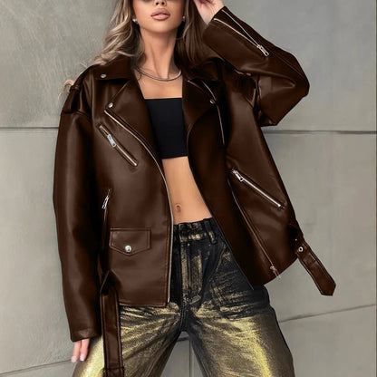 Leather Biker Jacket For Women Boyfriend-Style