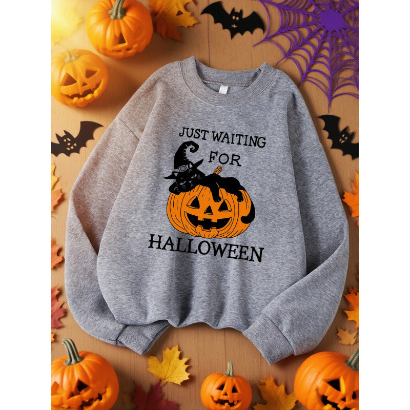 Just Waiting For Halloween Pumpkin Design Sweats