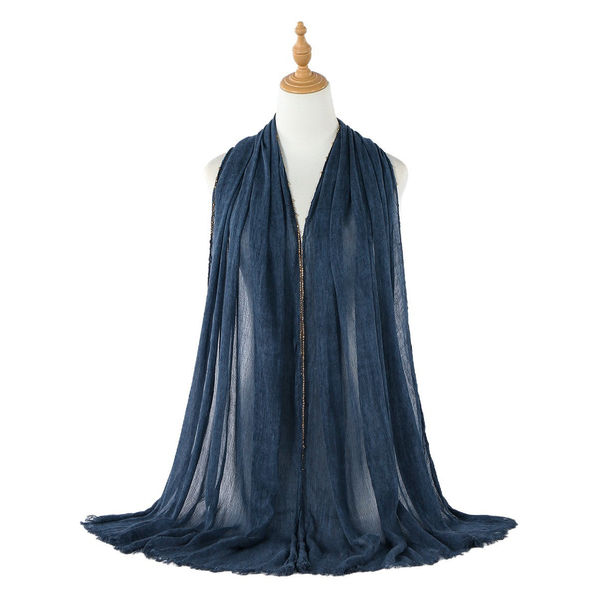 Cross-border Arrival Rayon Crinkle Chain-pattern Fringed Long Scarf
