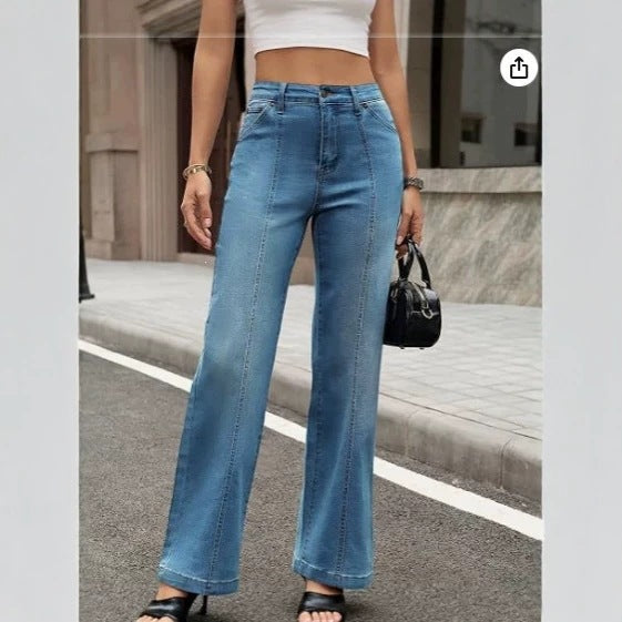 Womens Fashionable Casual Loose-Fit Denim Jeans