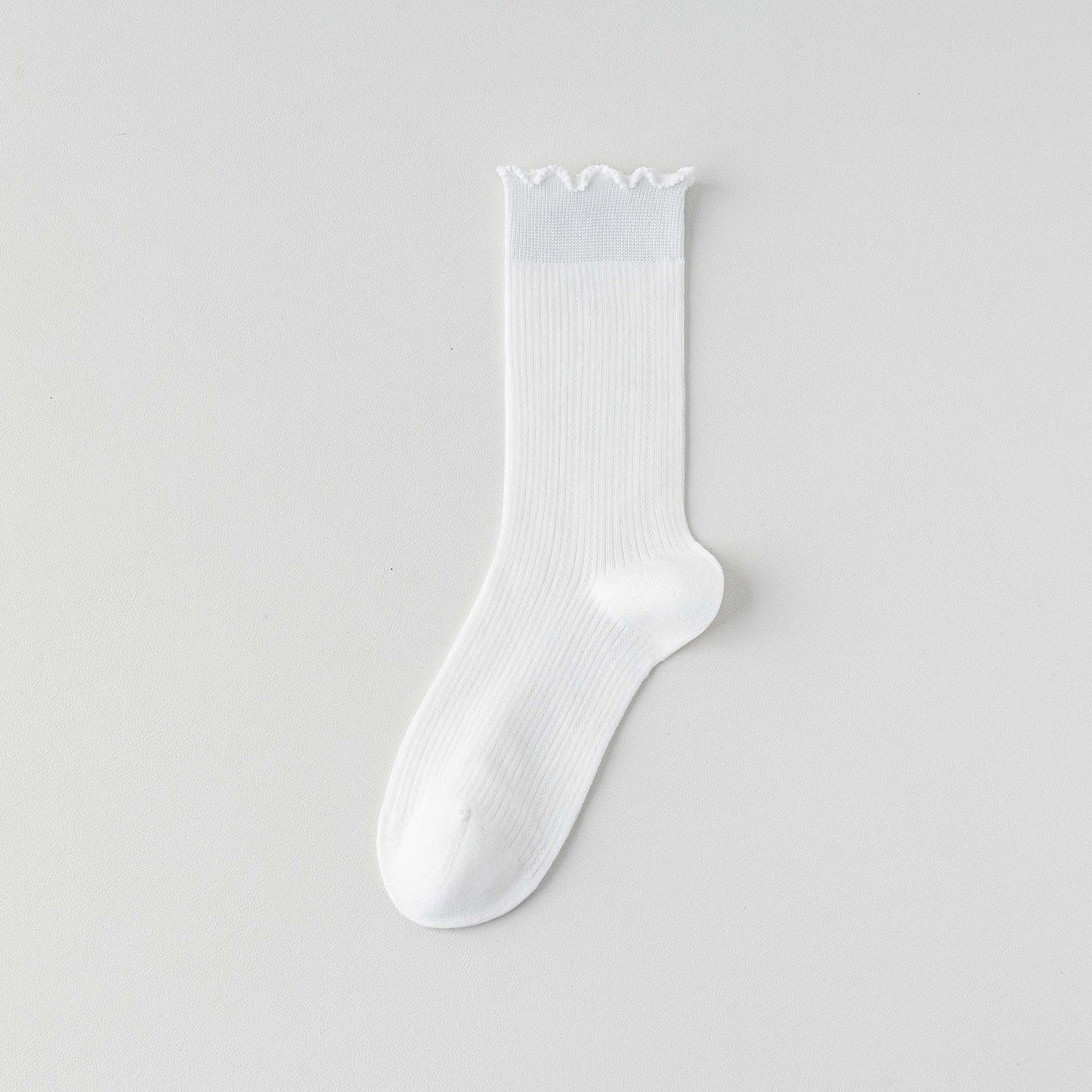 Womens Socks Solid Color Mid-calf Length Summer Thin Style Pure Cotton