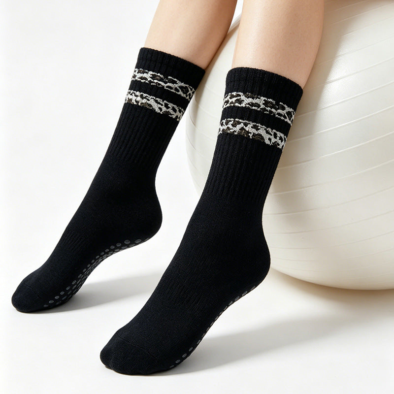 Striped Leopard-print Floor Socks For Women