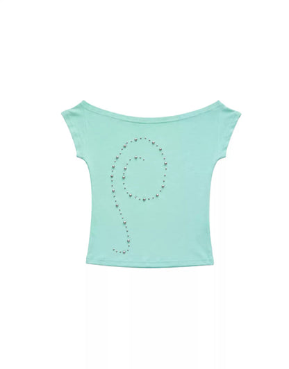 Women's One-word Off-shoulder Short-sleeved T-shirt
