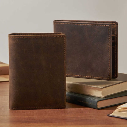 Simple First Layer Cowhide Men's Short Card Package