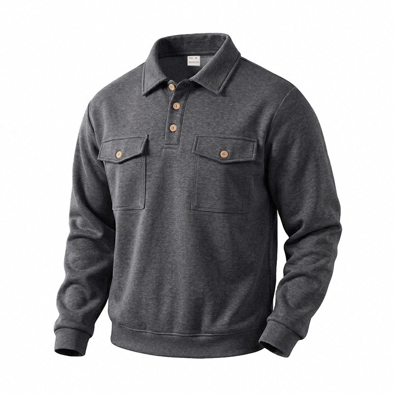 Mens Outdoor Casual Commuter Retro Long-Sleeve Sweatshirt