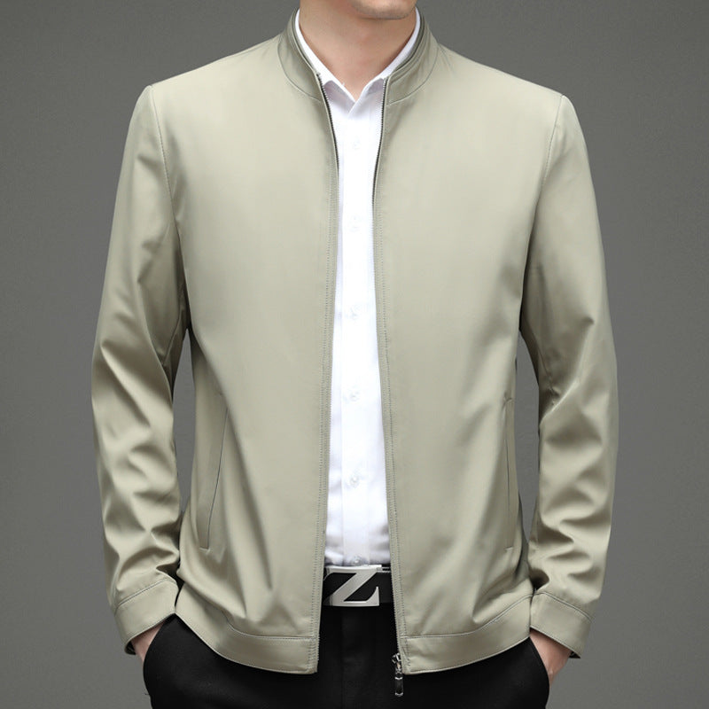 Men's Business-Casual Solid-Color Zip-Up Jacket
