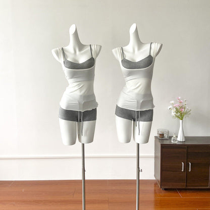 Sweet-and-sexy Color-blocked Two-piece Camisole Set