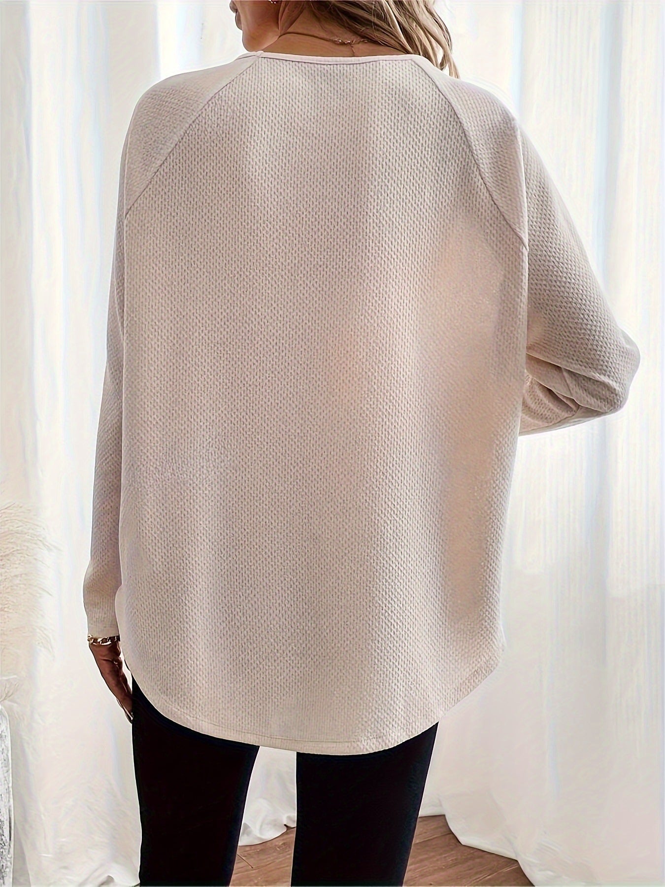 Autumn New Arrival  Solid Color Waffle-Knit Off-Shoulder Pullover Top For Loungewear