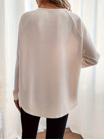 Autumn New Arrival  Solid Color Waffle-Knit Off-Shoulder Pullover Top For Loungewear