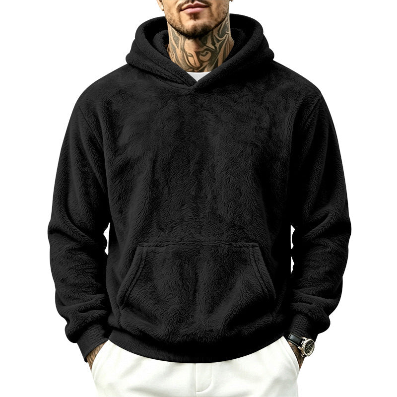 Mens Loose-Fitting Versatile Plush Hoodie