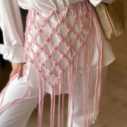 Mesh Tassel Waist Cincher Personalized Waist Decoration