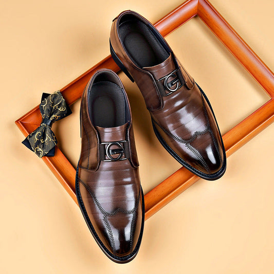 Men's Embroidered Leather Slip-ons